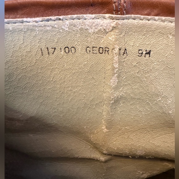 Vintage 90s Boot Leather Chunky Heel Harness Tan EUC sz 9 - Picture 9 of 14